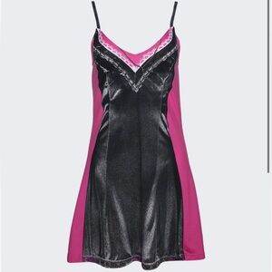 Y/PROJECT X JEAN PAUL GAULTIER TROMPE-L'OEIL MINI DRESS BLACK AND PINK